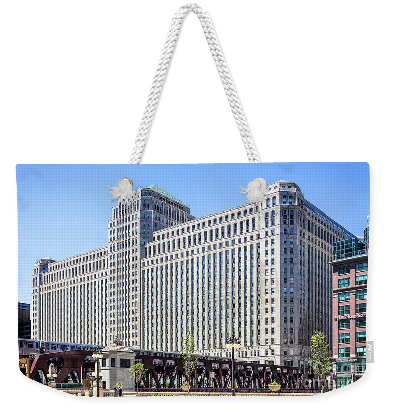 Art Weekender Tote Bag featuring the photograph Merchandise Mart Overlooking the L by David Levin