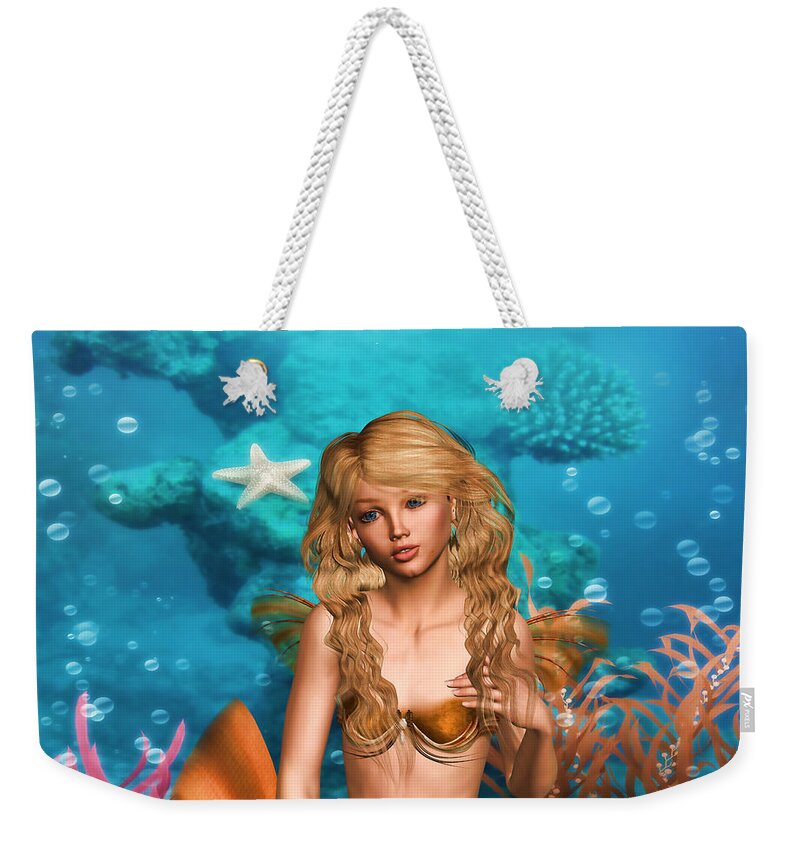 Beautiful Weekender Tote Bag featuring the mixed media Mermaid Cassie Lost Realm by Diane K Smith