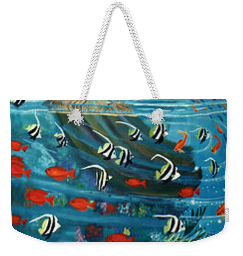 Mermaid Weekender Tote Bag featuring the painting Mermaid In Paradise by Bonnie Siracusa