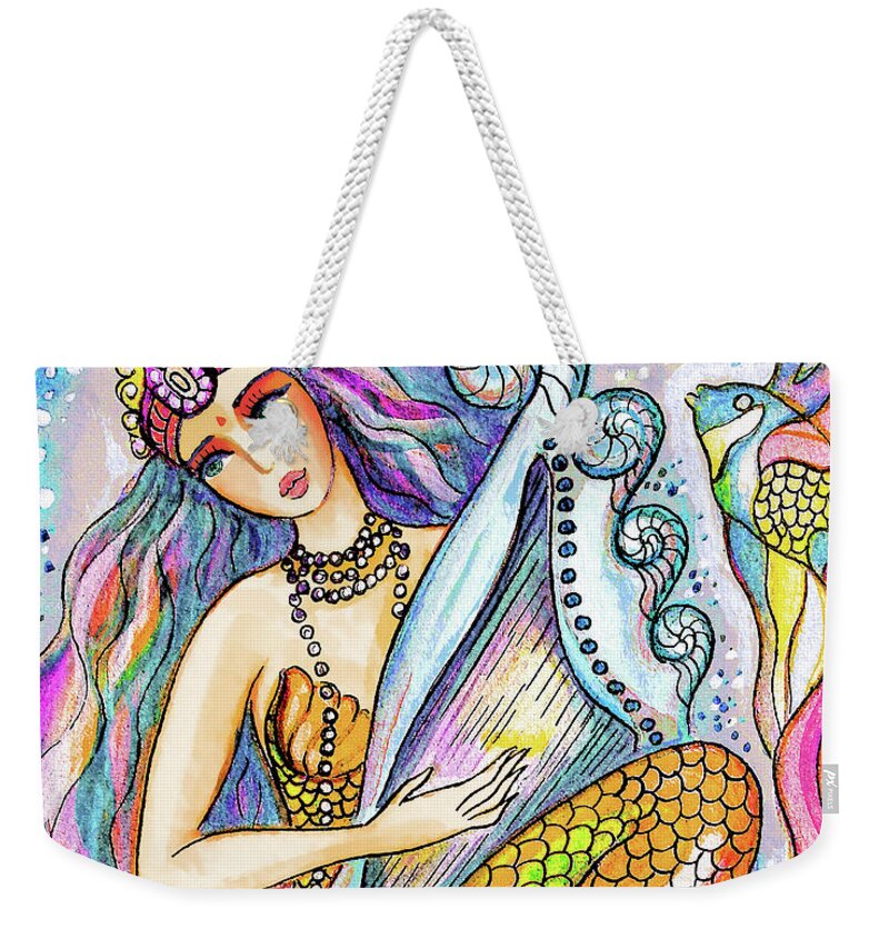 Sea Goddess Weekender Tote Bag featuring the painting Mermaid Saraswati by Eva Campbell