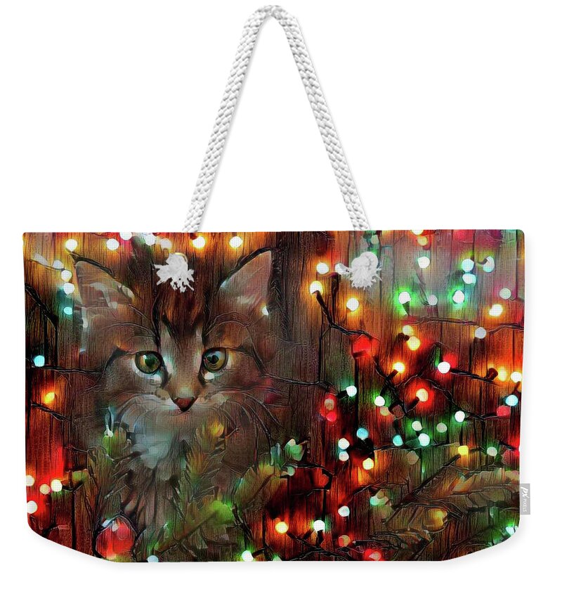 Kity Weekender Tote Bag featuring the photograph Merry Christmas from Kitty by Lilia S