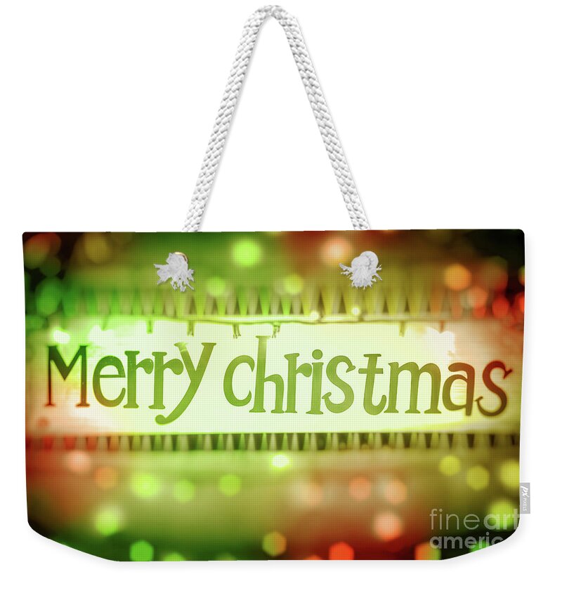 Abstract Weekender Tote Bag featuring the photograph Merry Christmas greeting card by Anna Om
