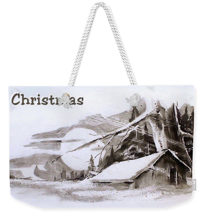Christmas Scene Weekender Tote Bag featuring the mixed media Merry Christmas by Michael Lang
