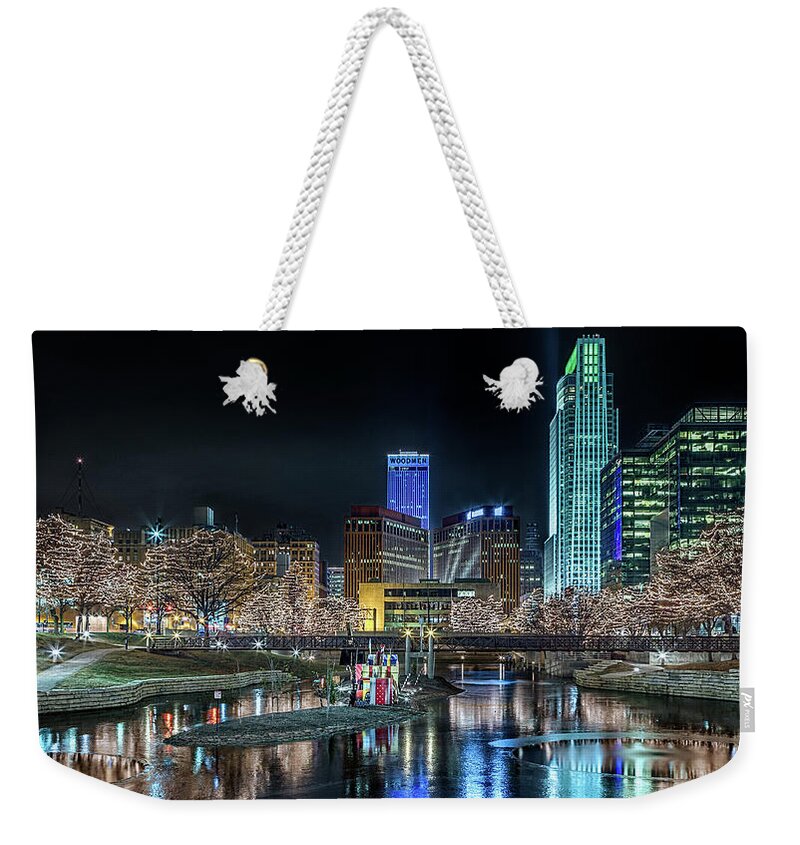 Omaha Weekender Tote Bag featuring the photograph Merry Christmas Omaha by Susan Rissi Tregoning