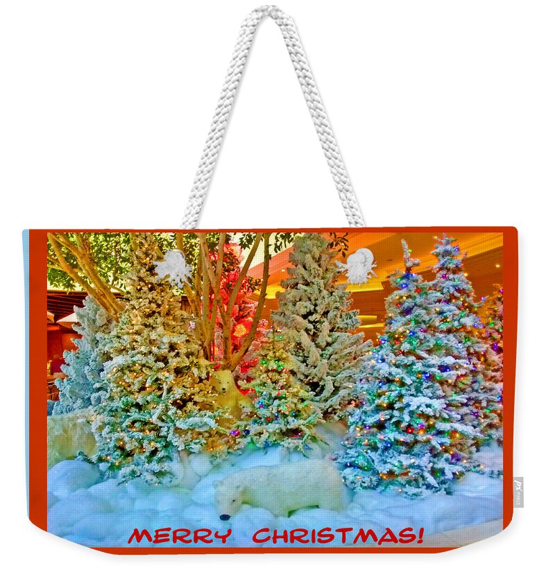 Digital Art Weekender Tote Bag featuring the digital art Merry Christmas Polar Bears by Marian Bell