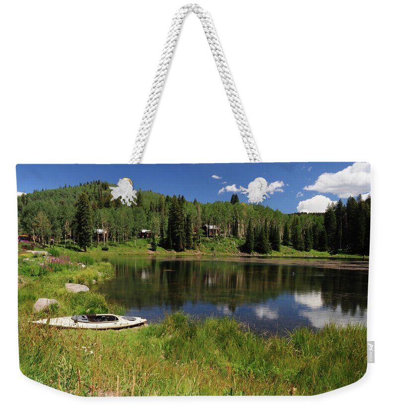 Colorado Weekender Tote Bag featuring the photograph Mesa Lakes by Julia McHugh