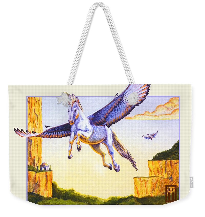 Pegasus Weekender Tote Bag featuring the digital art Mesa Pegasus by Melissa A Benson