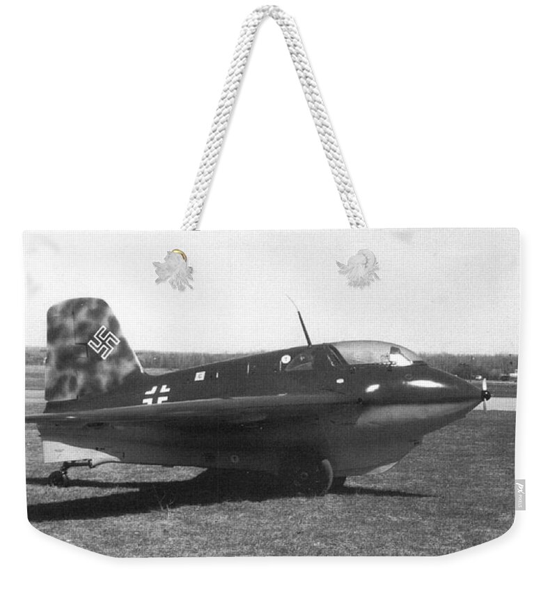 Messerschmitt Me 163 Komet Weekender Tote Bag featuring the digital art Messerschmitt Me 163 Komet by Maye Loeser