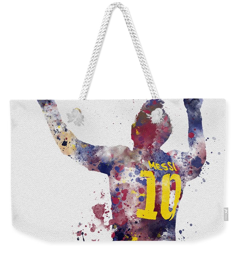 Messi Weekender Tote Bag featuring the mixed media Messi by My Inspiration