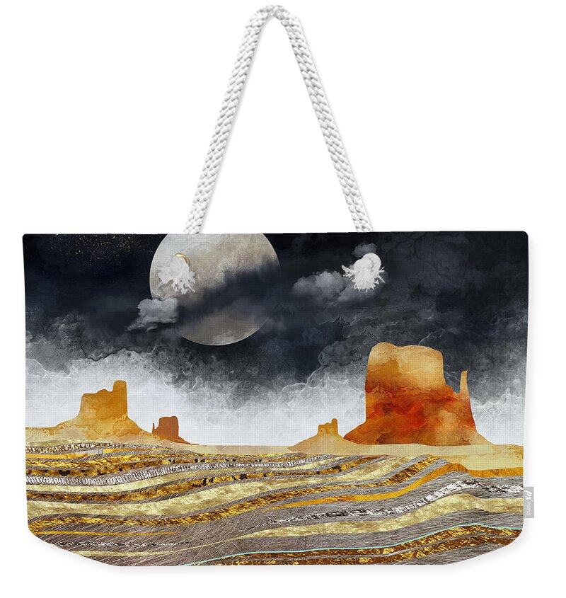 Desert Weekender Tote Bag featuring the digital art Metallic Desert by Spacefrog Designs