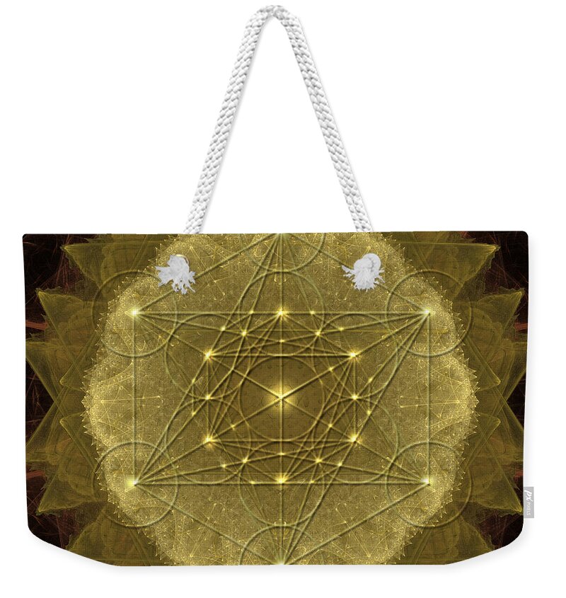 Metatron's Cube Weekender Tote Bag featuring the digital art Metatron's Cube geometric by Alexa Szlavics