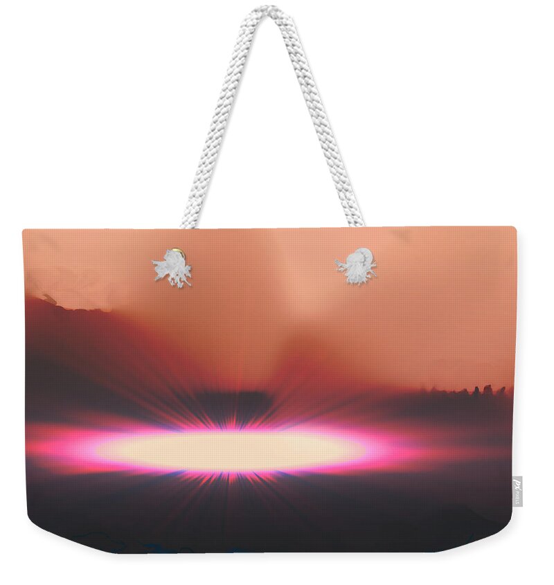 Abstract Weekender Tote Bag featuring the digital art Meteor Strike by Kae Cheatham