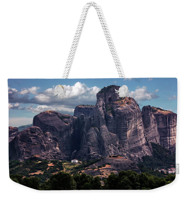 Mood Weekender Tote Bag featuring the photograph Meteora at dawn by Jaroslaw Blaminsky
