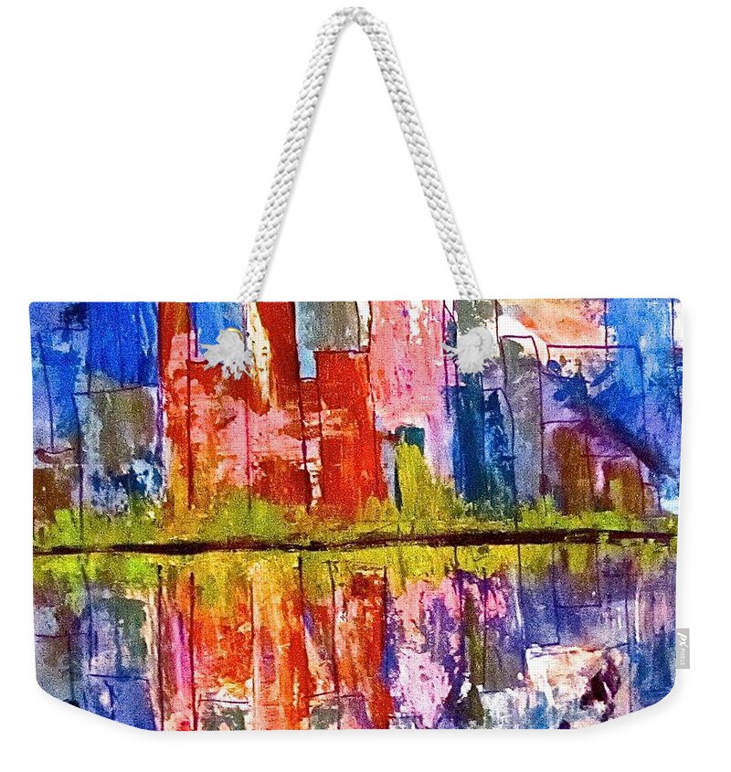 City Weekender Tote Bag featuring the painting Metropolis by Barbara O'Toole