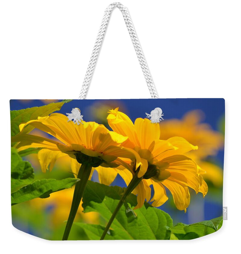 Sunflower Weekender Tote Bag featuring the photograph Mexican Sunflower Tree by Melanie Moraga