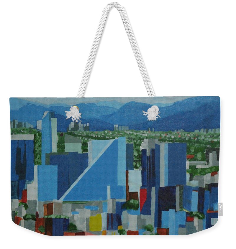 Landscape Weekender Tote Bag featuring the painting Mexico City by David Bigelow