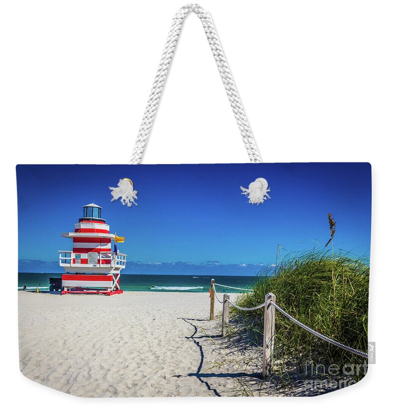 Lifeguard Weekender Tote Bag featuring the photograph Miami Beach Lifeguard House 4467 by Carlos Diaz
