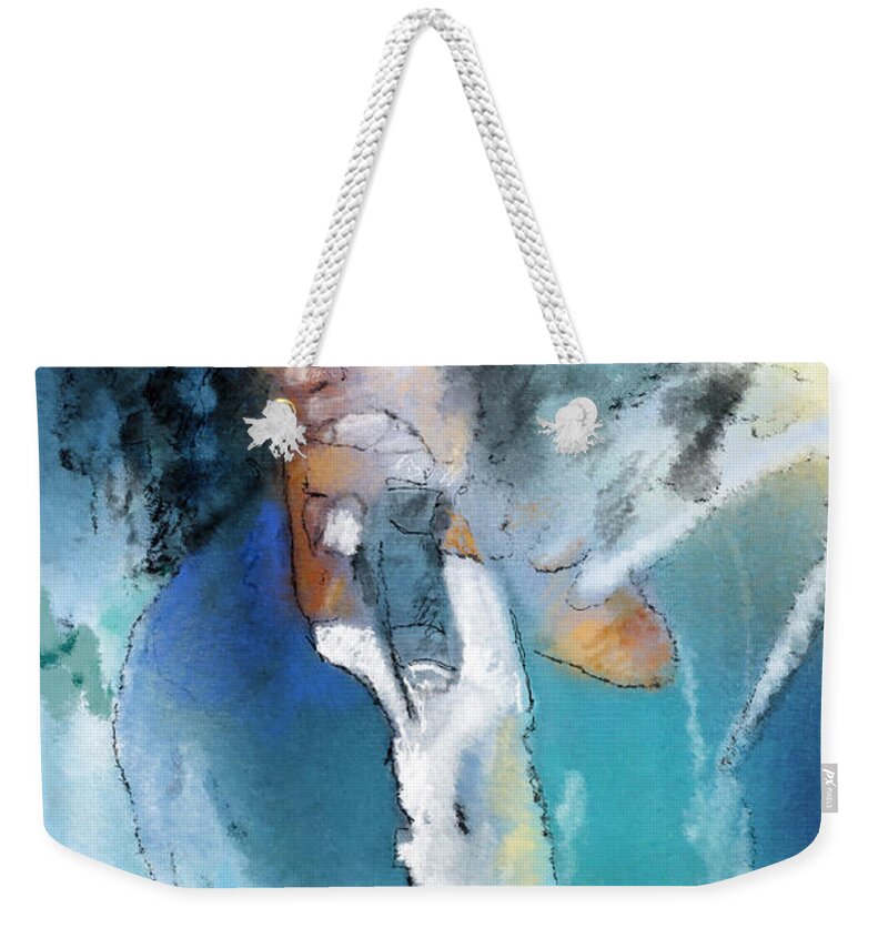 Music Weekender Tote Bag featuring the painting Michael Jackson 04 by Miki De Goodaboom