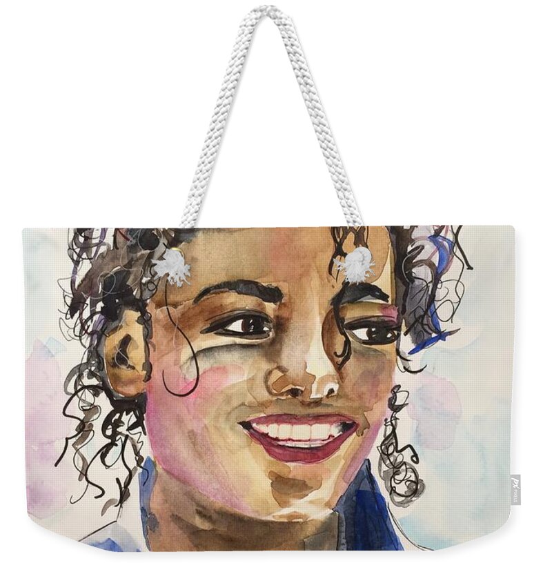 Michael Jackson Weekender Tote Bag featuring the painting Michael Jackson by Bonny Butler