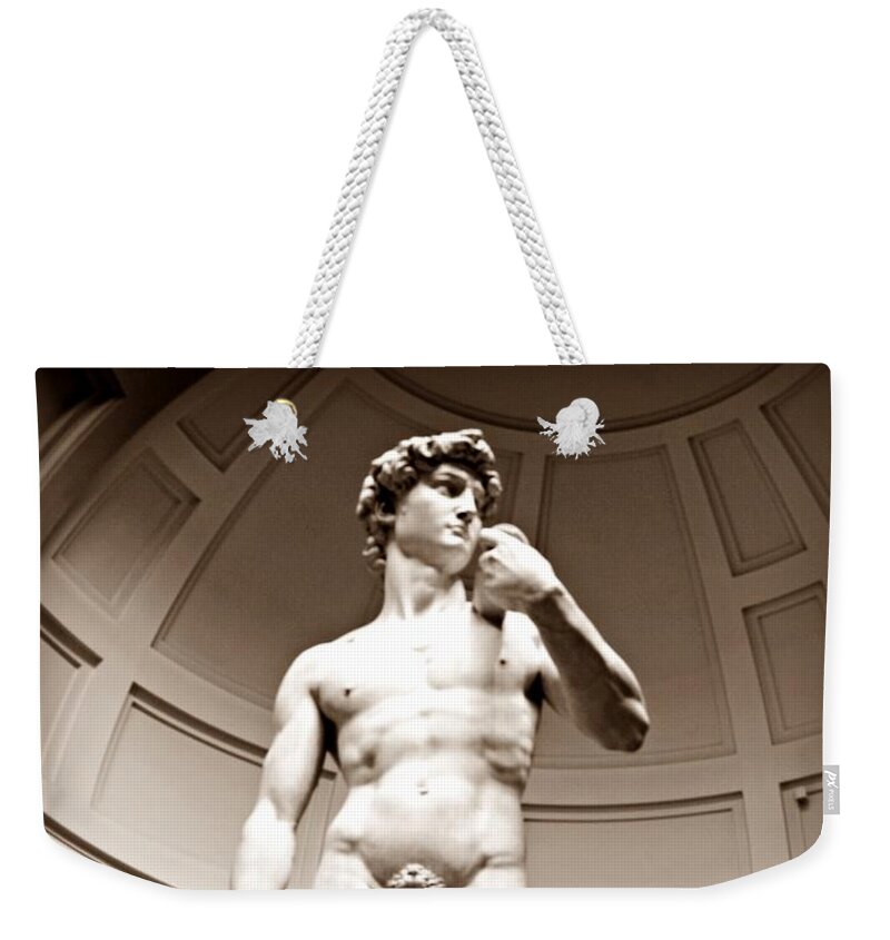 David Weekender Tote Bag featuring the photograph Michelangelo's David by Mary Pille