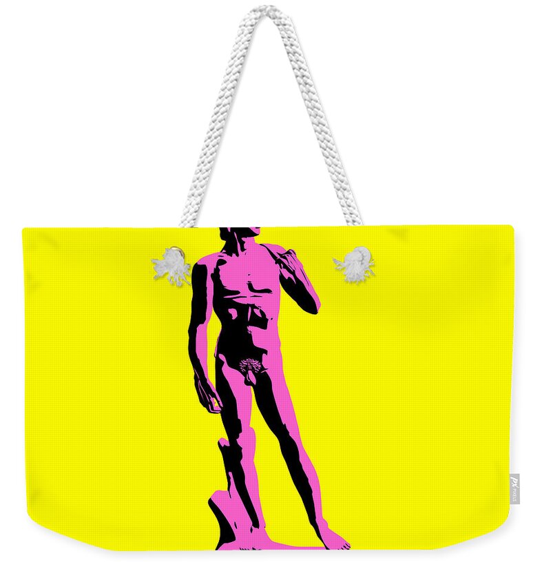 Michelangelo Weekender Tote Bag featuring the digital art Michelangelos David - Punk style by Pixel Chimp