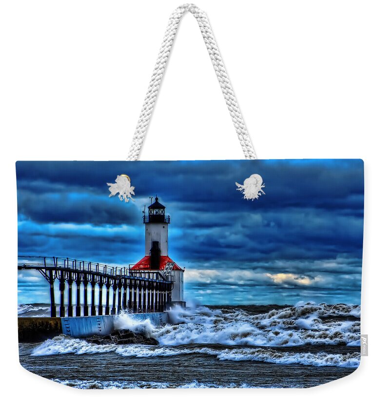 Lighthouse Weekender Tote Bag featuring the photograph Michigan City Lighthouse by Scott Wood