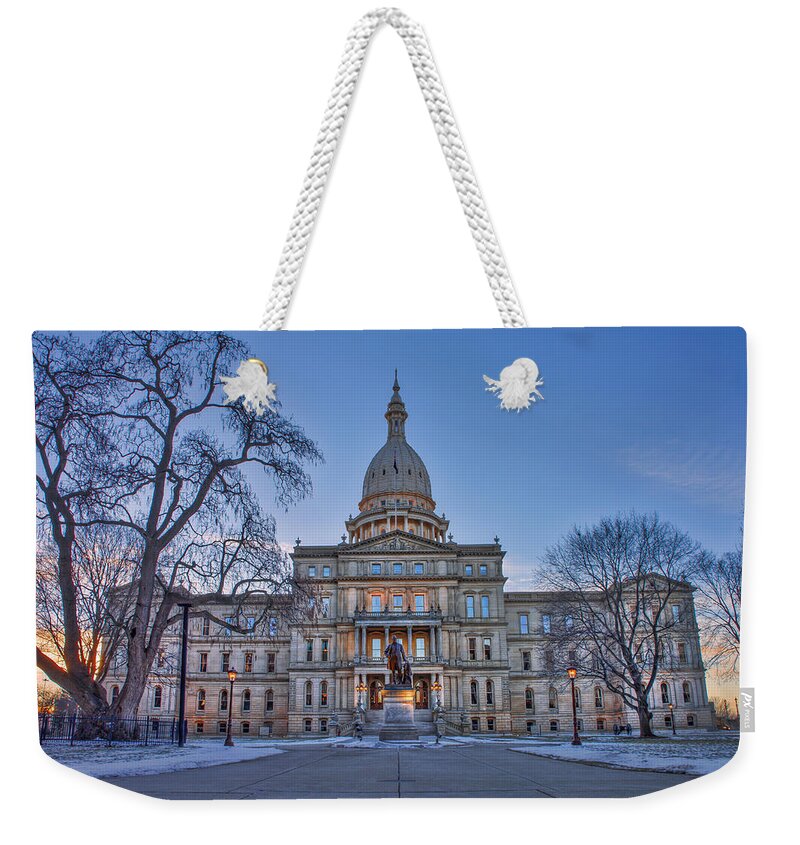 Michigan Weekender Tote Bag featuring the photograph Michigan State Capitol by Nicholas Grunas