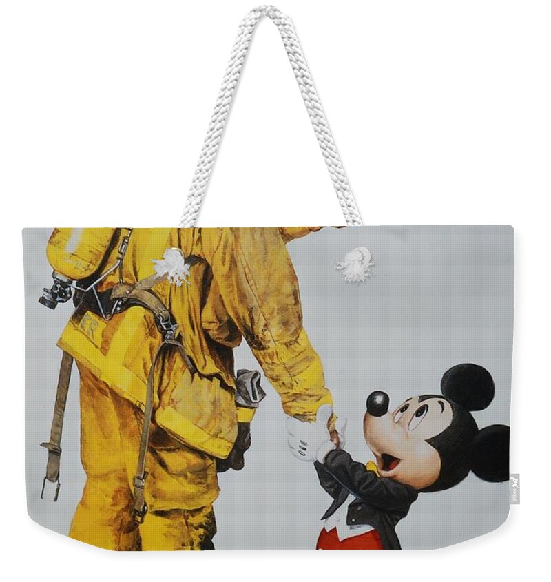 Walt Disney World Weekender Tote Bag featuring the photograph Mickey And The Bravest by Rob Hans