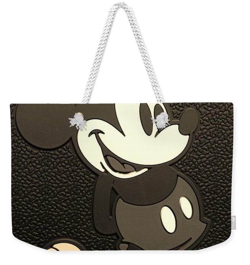 Mickey Mouse Weekender Tote Bag featuring the photograph Mickey Mat Sepia by Rob Hans