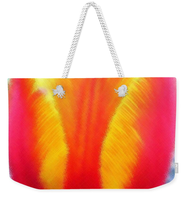 Micro Linear Weekender Tote Bag featuring the digital art Micro Linear Tulip by Will Borden