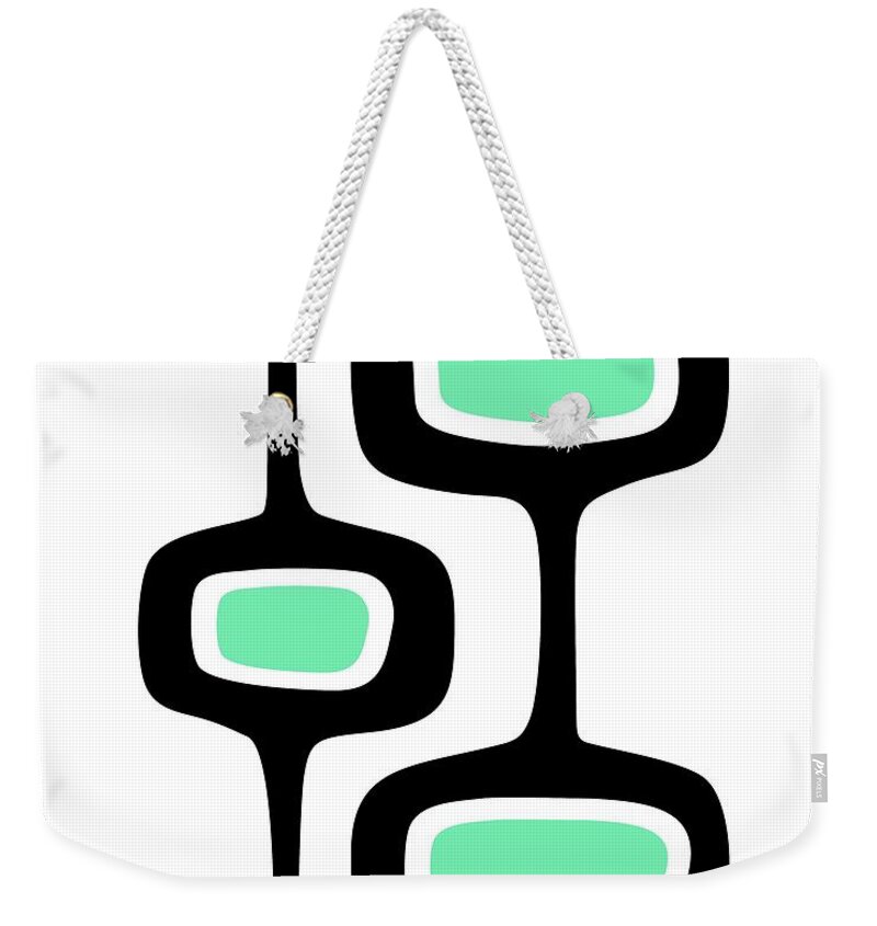  Weekender Tote Bag featuring the digital art Mid Century Mod Pod 2 in Aqua by Donna Mibus