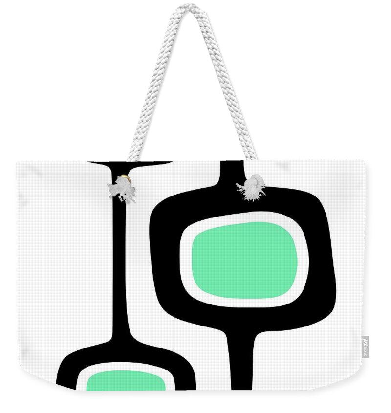  Weekender Tote Bag featuring the digital art Mid Century Mod Pod 3 in Aqua by Donna Mibus