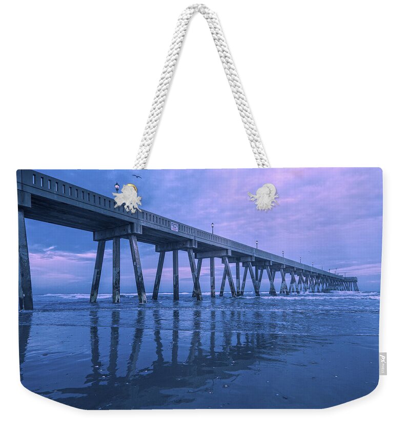 Wrightsville Weekender Tote Bag featuring the photograph Midnight at Mercer's by Betsy Knapp