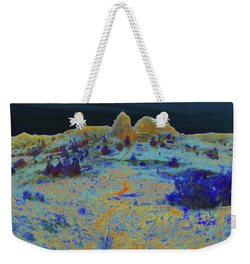 North Dakota Weekender Tote Bag featuring the photograph Midnight at the Burning Coal Vein by Cris Fulton