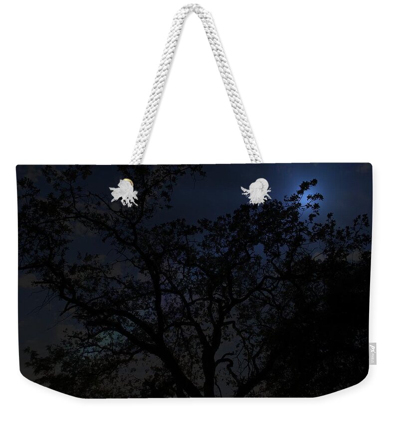 Moon Light In Redding California Weekender Tote Bag featuring the photograph Midnight Blue by Athala Bruckner