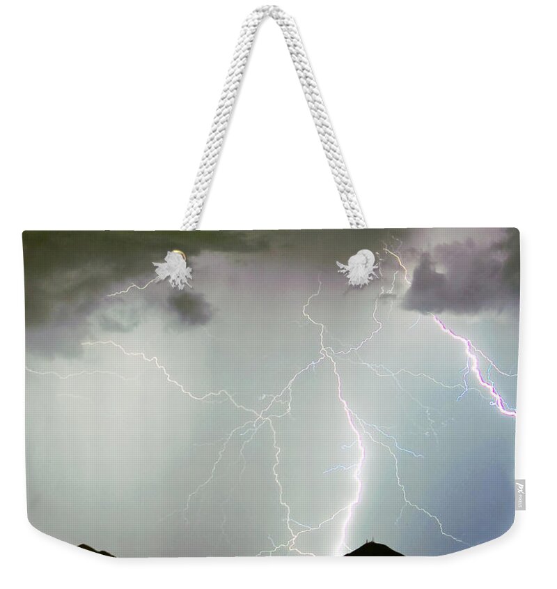 Lightning Weekender Tote Bag featuring the photograph Midnight Hour by James BO Insogna