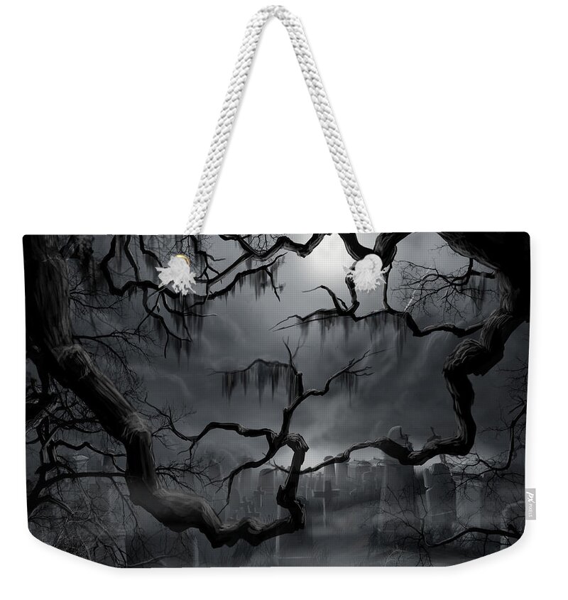 Gothic Art Weekender Tote Bag featuring the painting Midnight in the Graveyard II by James Hill