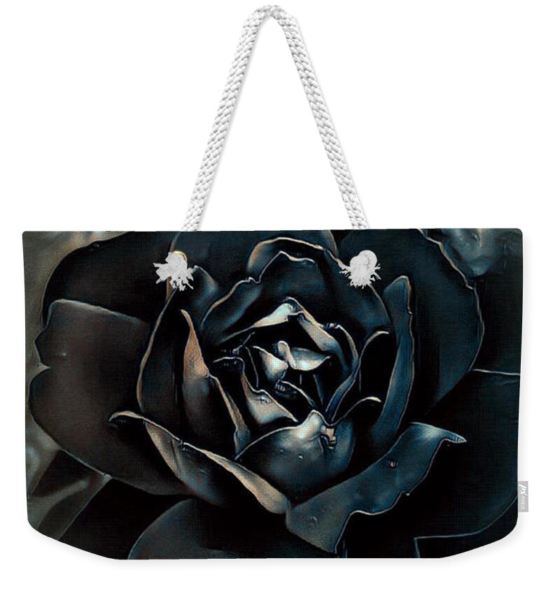 Digital Art Weekender Tote Bag featuring the digital art Midnight Rose by Artful Oasis