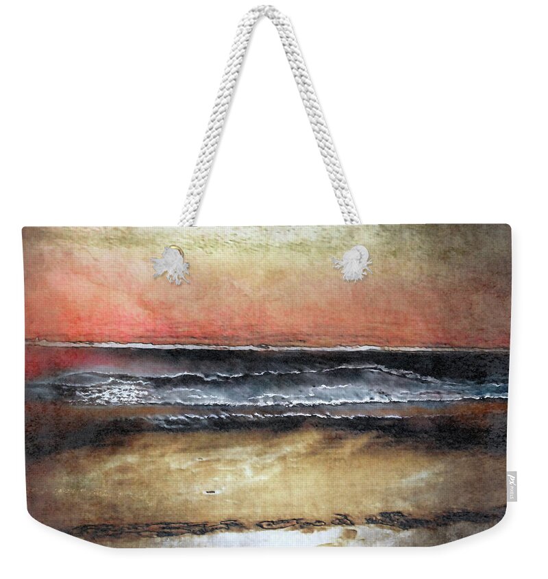 Seascape Weekender Tote Bag featuring the digital art Midnight Sands Gloucester by Sand And Chi