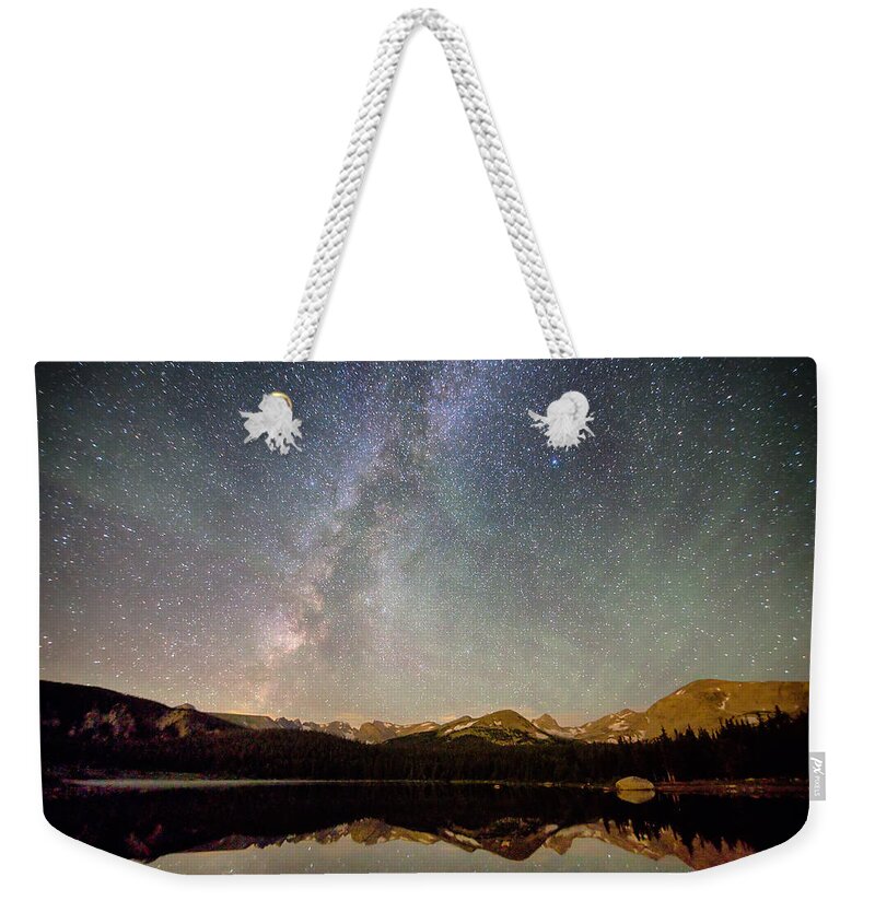 Milky Way Weekender Tote Bag featuring the photograph Milky Way Over The Colorado Indian Peaks by James BO Insogna
