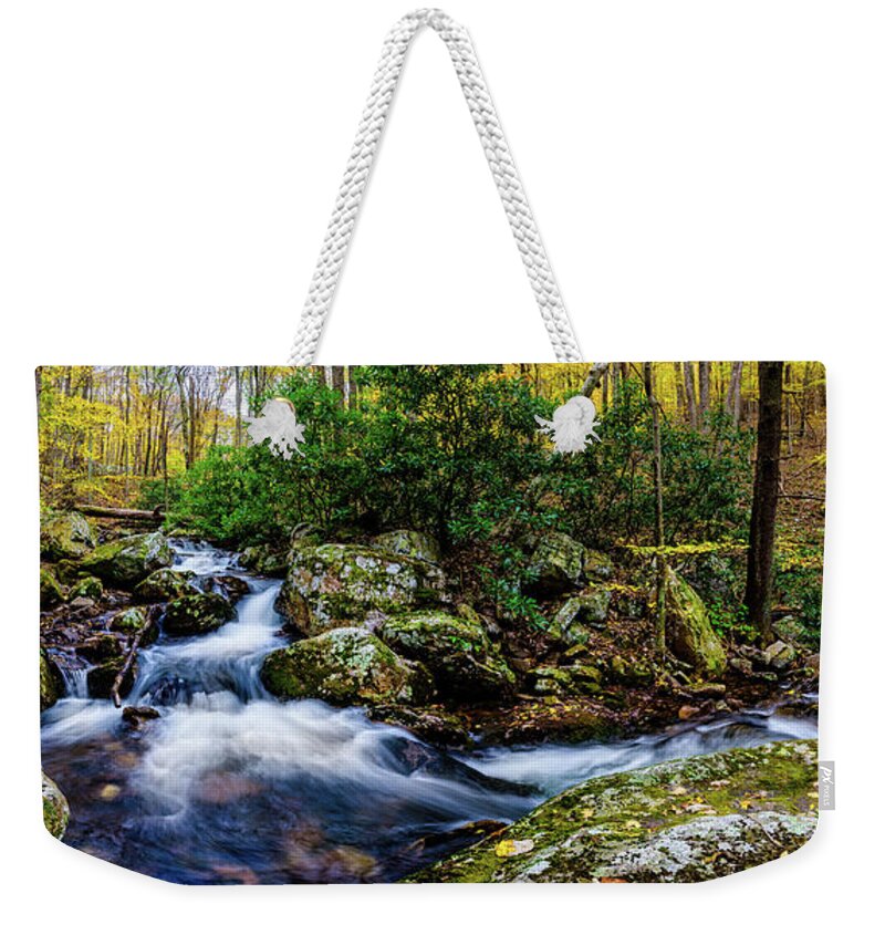 Landscape Weekender Tote Bag featuring the photograph Mill Creek in Fall #4 by Joe Shrader