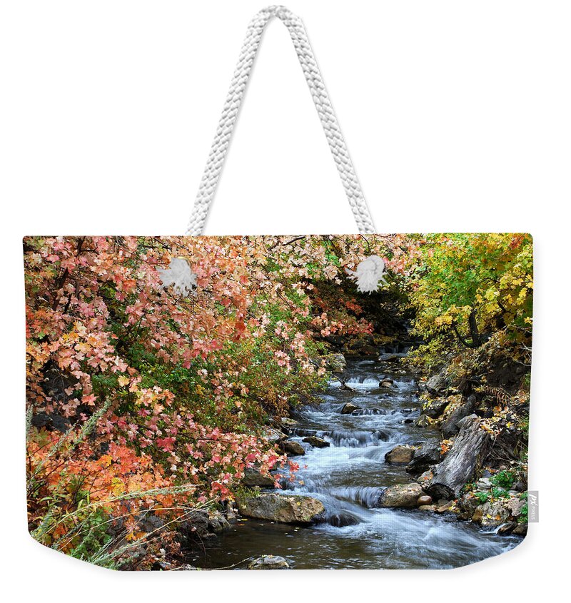Autumn Weekender Tote Bag featuring the photograph Millcreek in Fall by Brett Pelletier