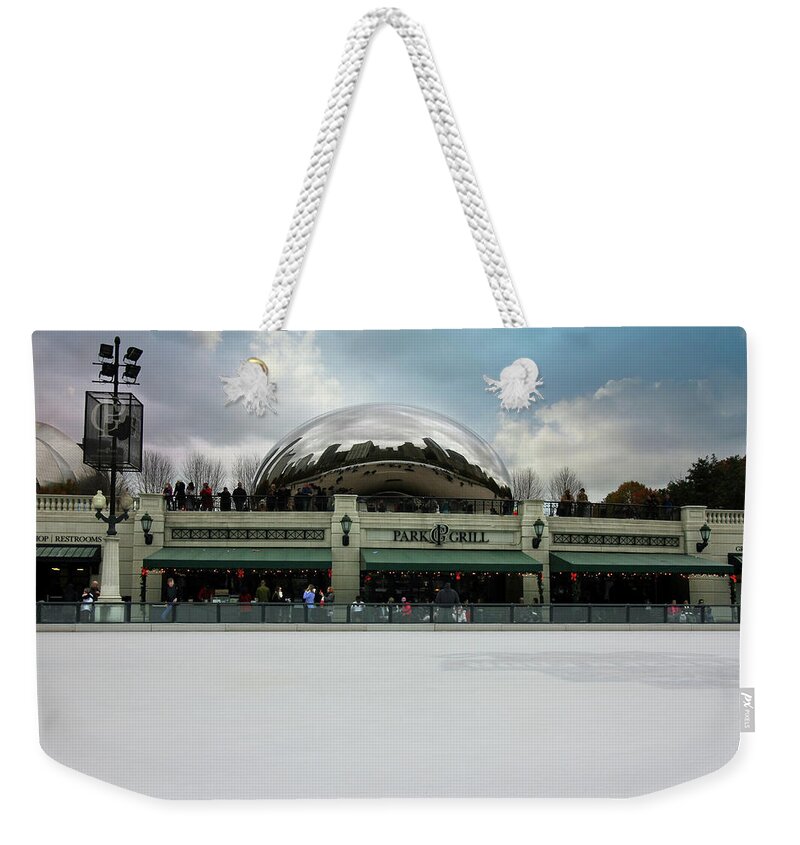 Millennium Park Weekender Tote Bag featuring the photograph Millennium Park Ice Skating Rink by Jackson Pearson