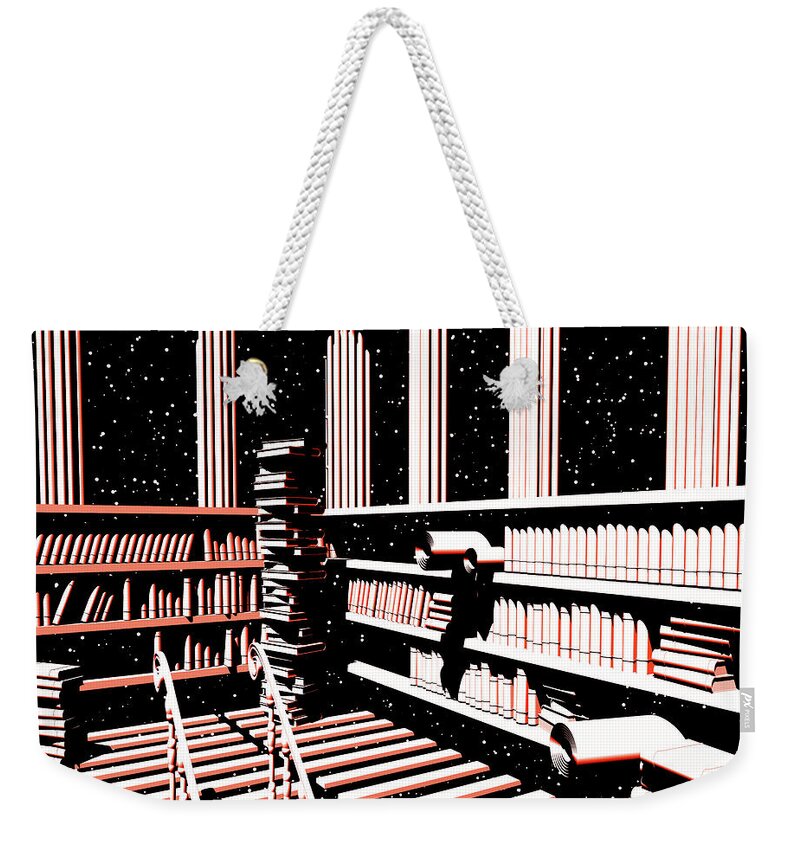 Mind Library Weekender Tote Bag featuring the digital art Mind Library Glowing by Russell Kightley
