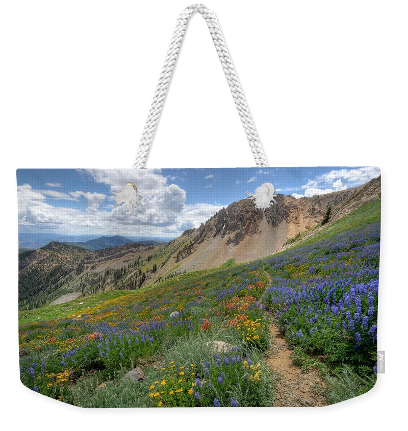 Wildflower Weekender Tote Bag featuring the photograph Mineral Basin Wildflowers by Brett Pelletier