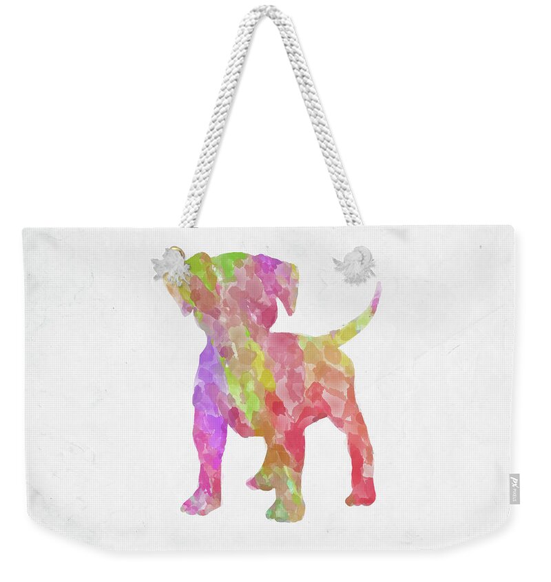 Labrador Retriever Weekender Tote Bag featuring the digital art Minimal Abstract Dog Watercolor II by Ricky Barnard