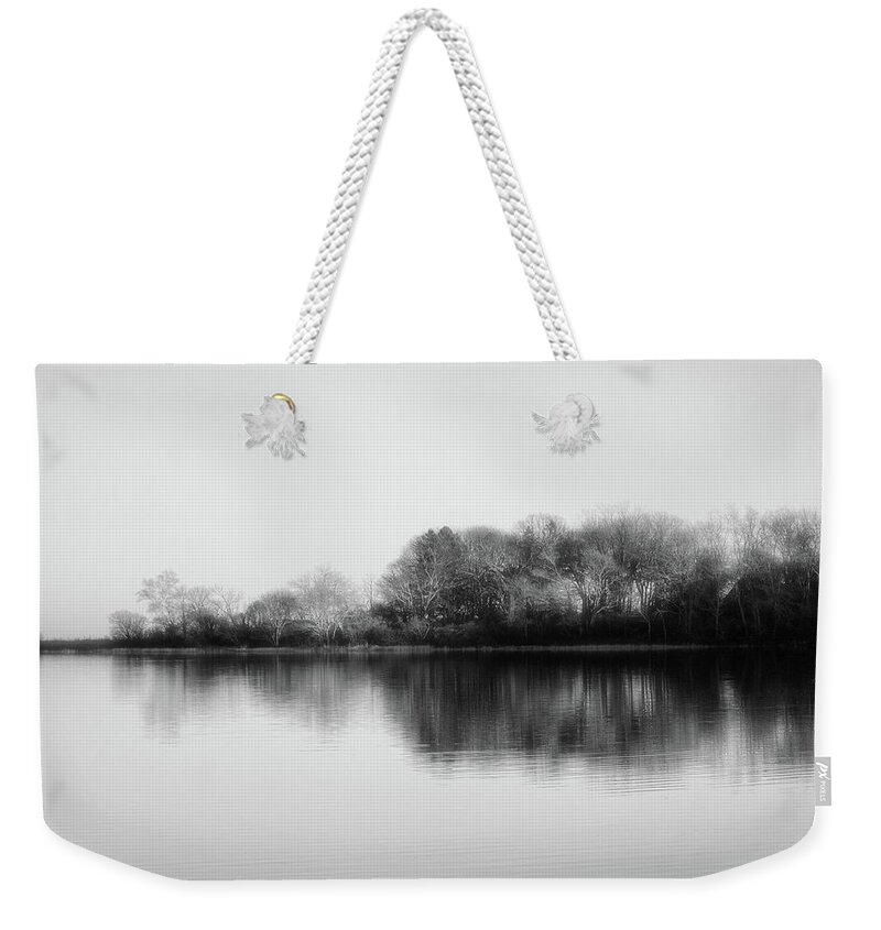 Minimalistic Weekender Tote Bag featuring the photograph Minimalistic nature - black and white by Lilia D