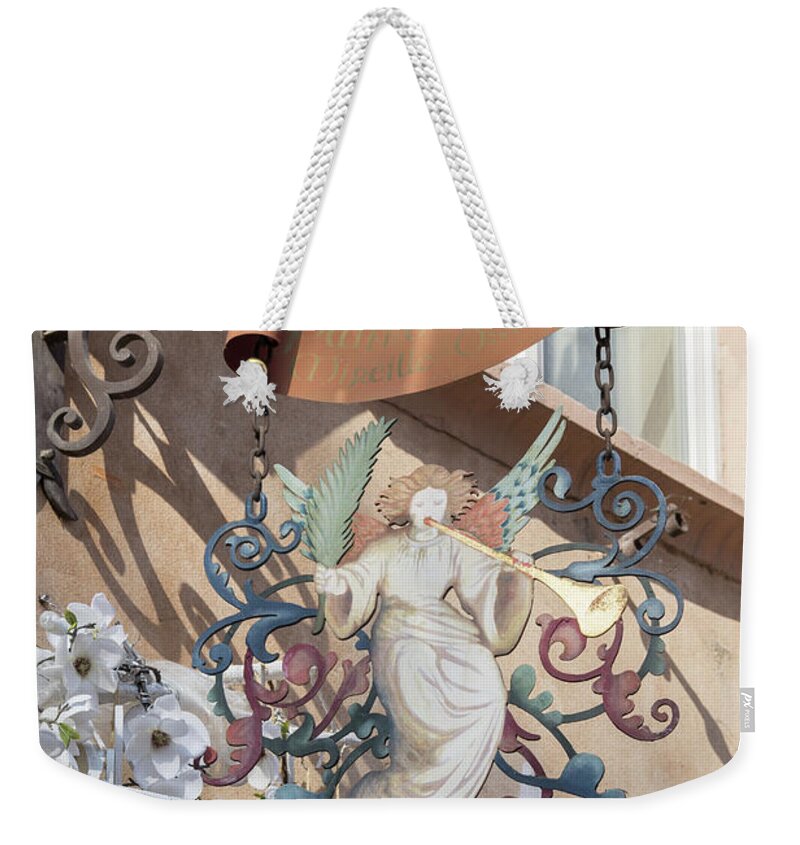 Alsace Weekender Tote Bag featuring the photograph Mireille Oster Pain Depices Sign 02 by Teresa Mucha