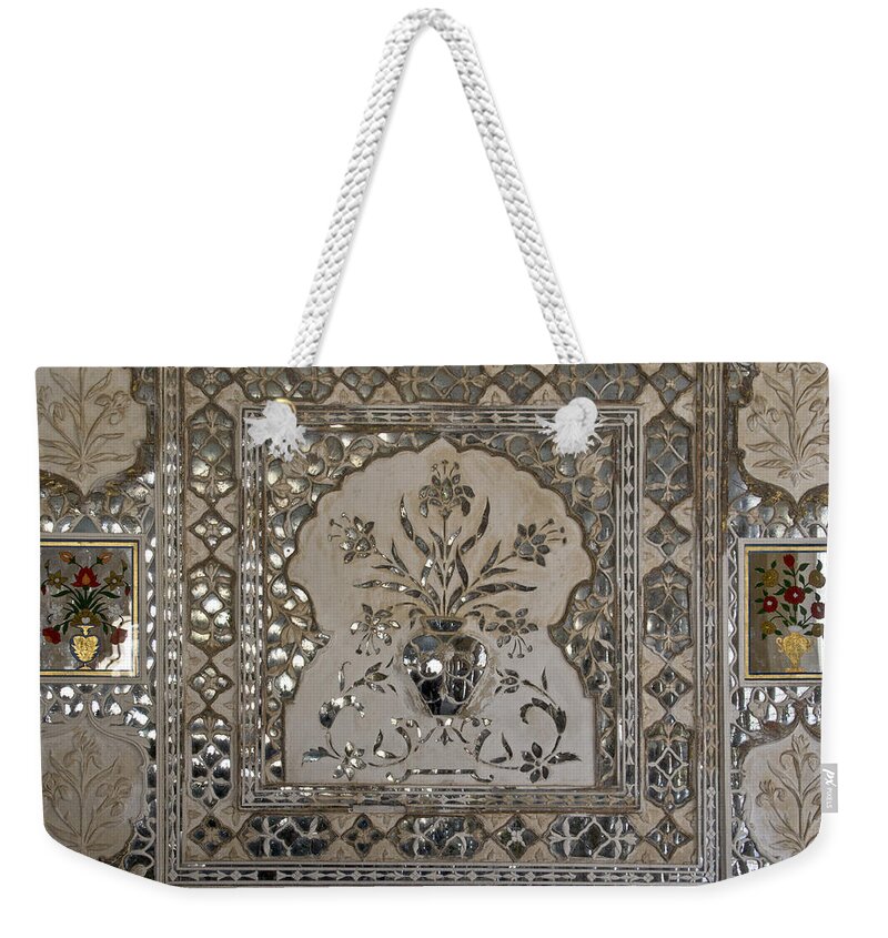 Mirror Flowers On The Wall. Mirror Palace Weekender Tote Bag featuring the photograph Mirror Flowers on the Wall. by Elena Perelman