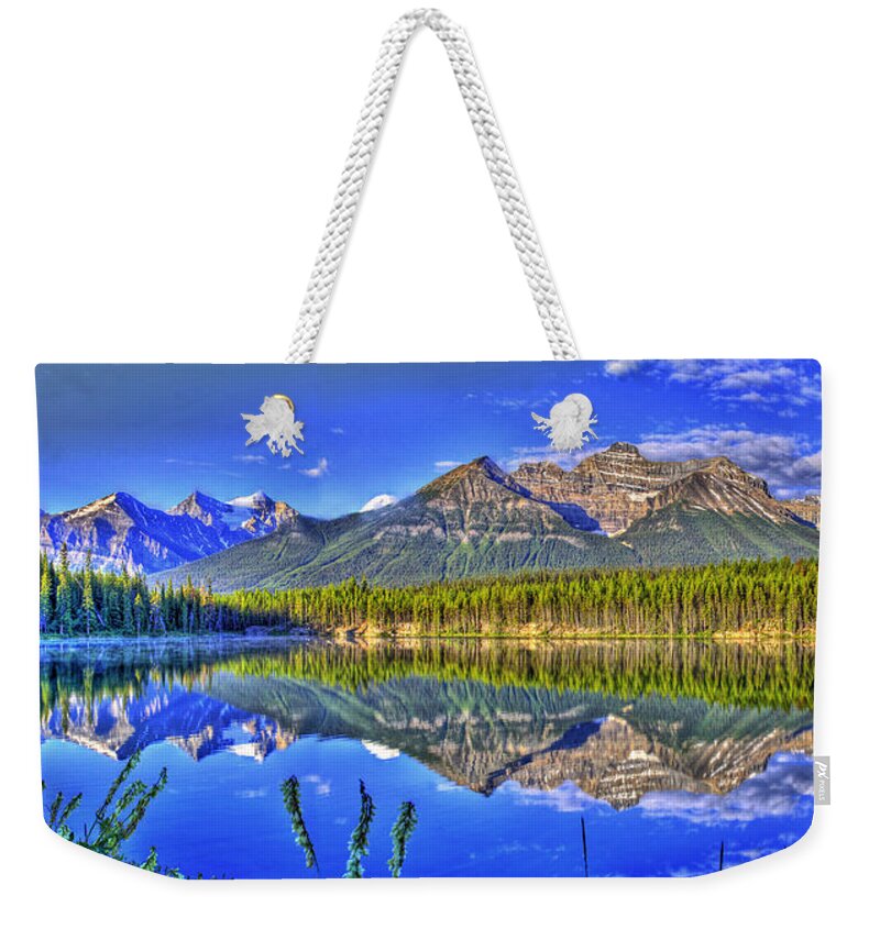 Rocky Mountains Weekender Tote Bag featuring the photograph Mirror Lake by Scott Mahon